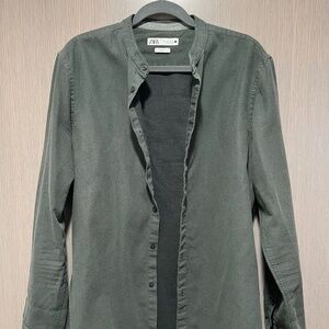 Zara Men's Casual Button Down Shirt - Dark Green
